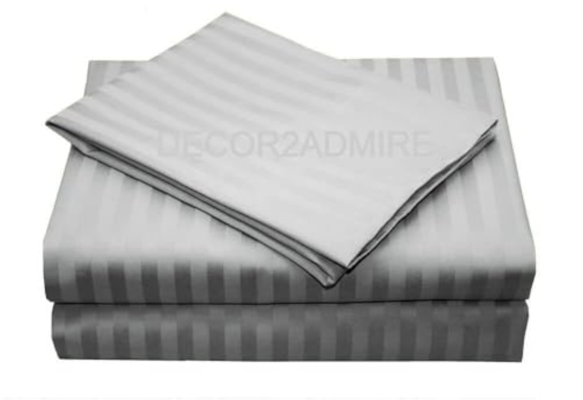 King Size Grey Cotton Stripe Bedsheet, Fade Resistant